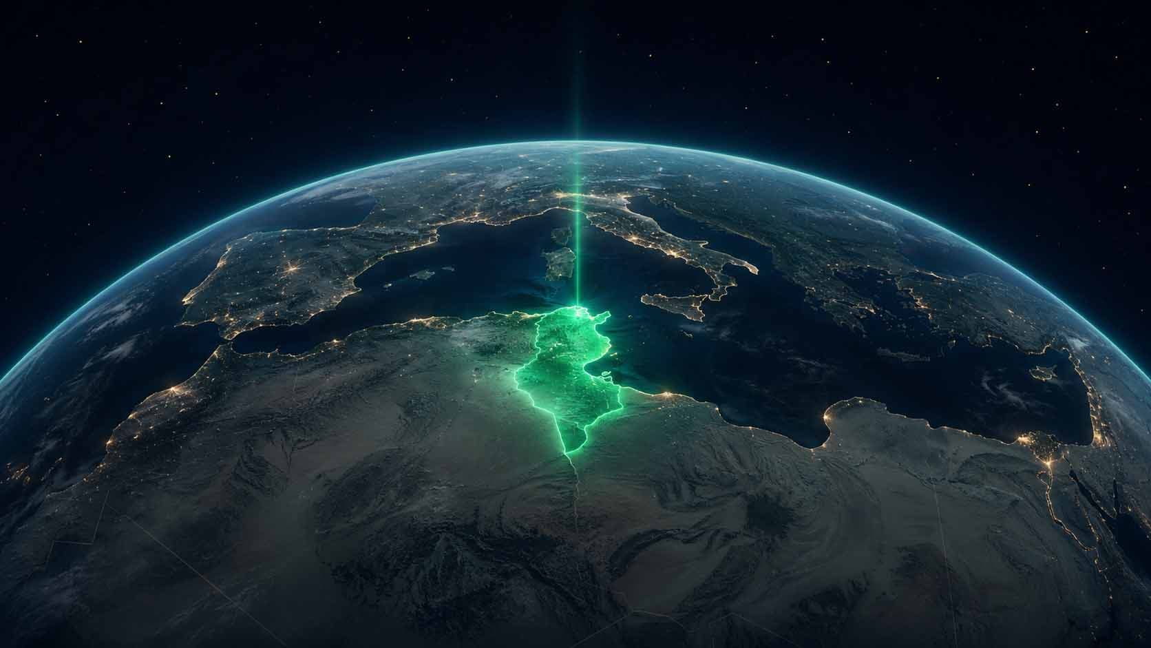 Earth view highlighting Tunisia