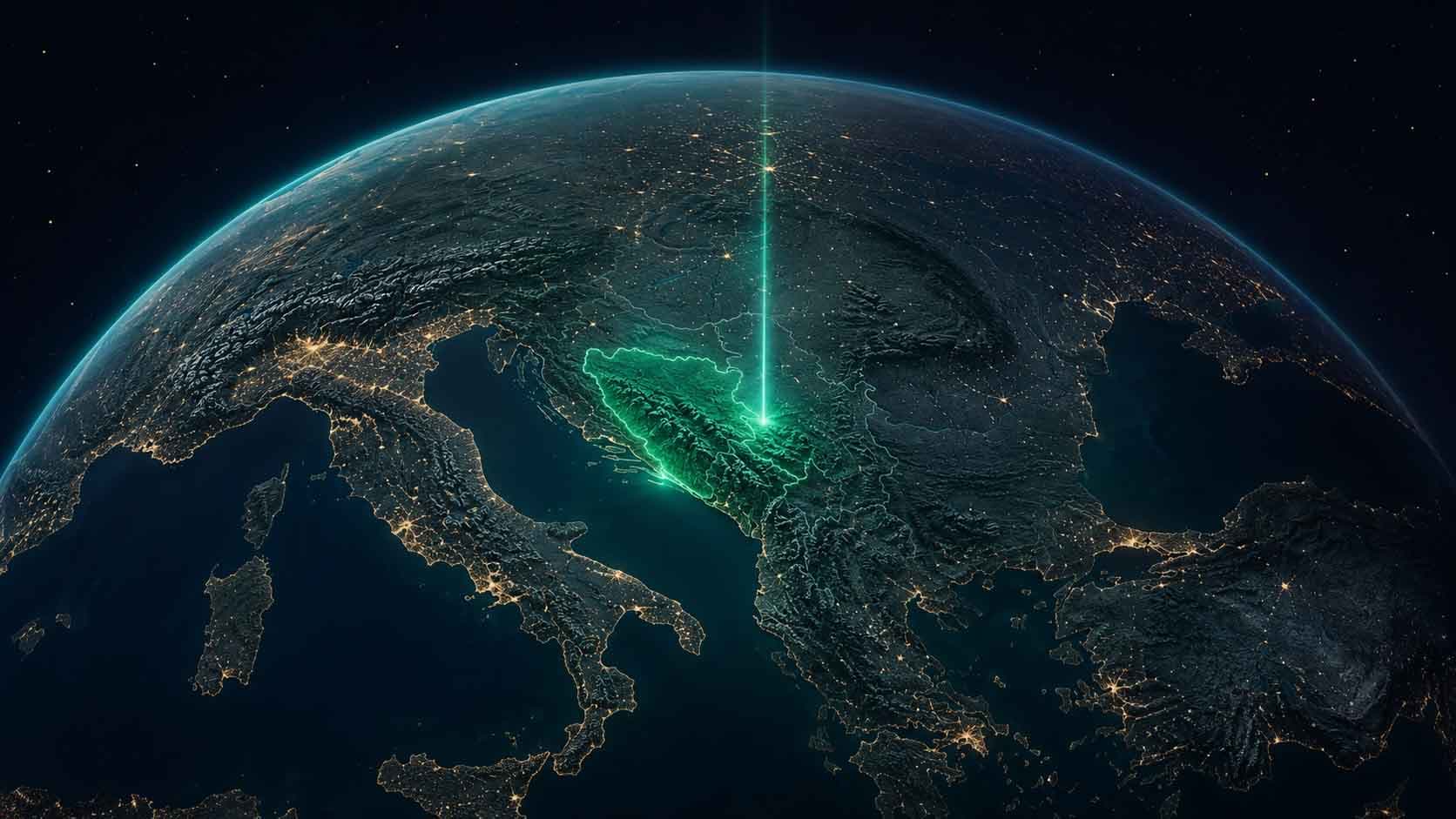 Earth view highlighting Bosnia & Herzegovina
