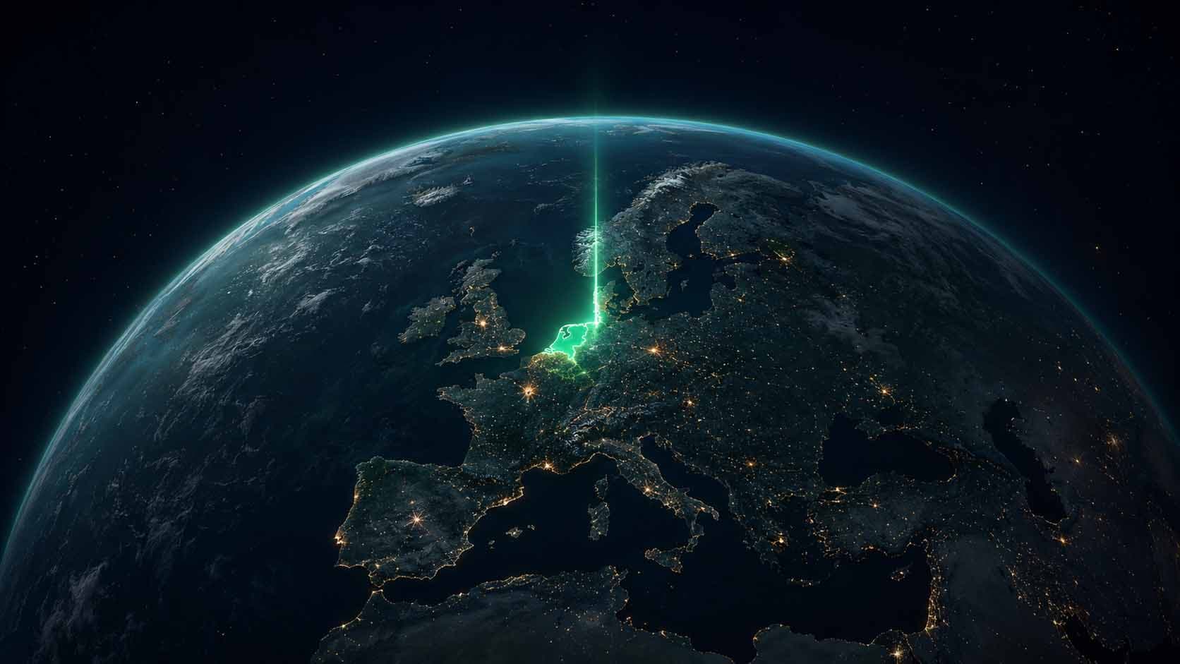 Earth view highlighting Netherlands