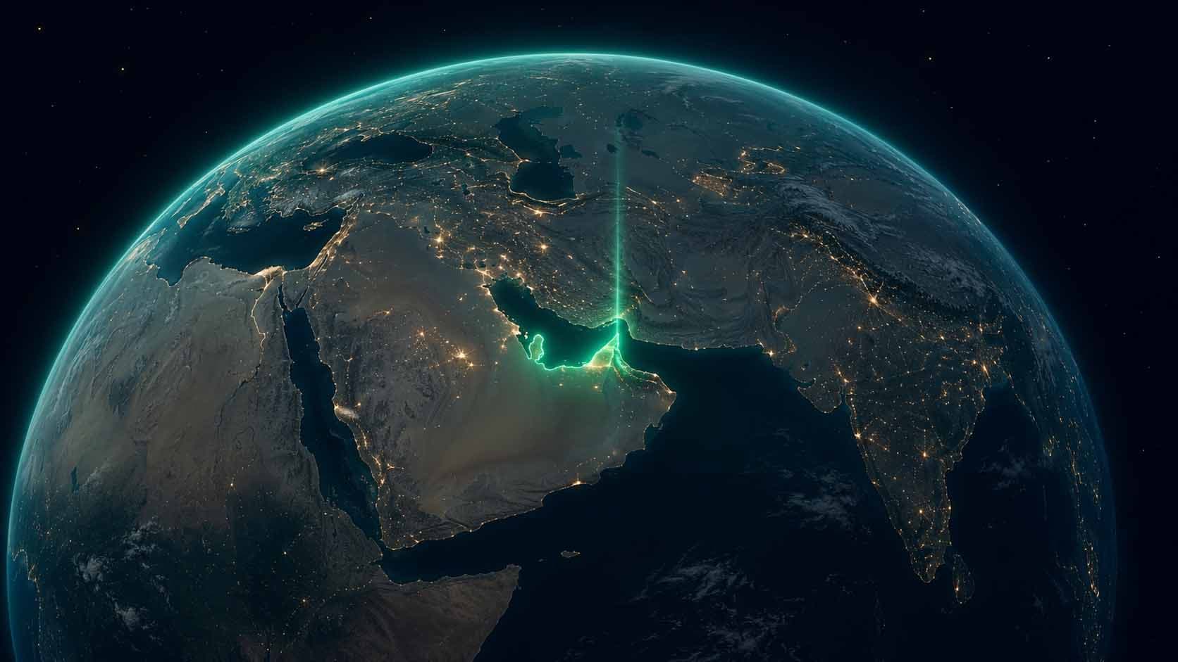 Earth view highlighting Qatar