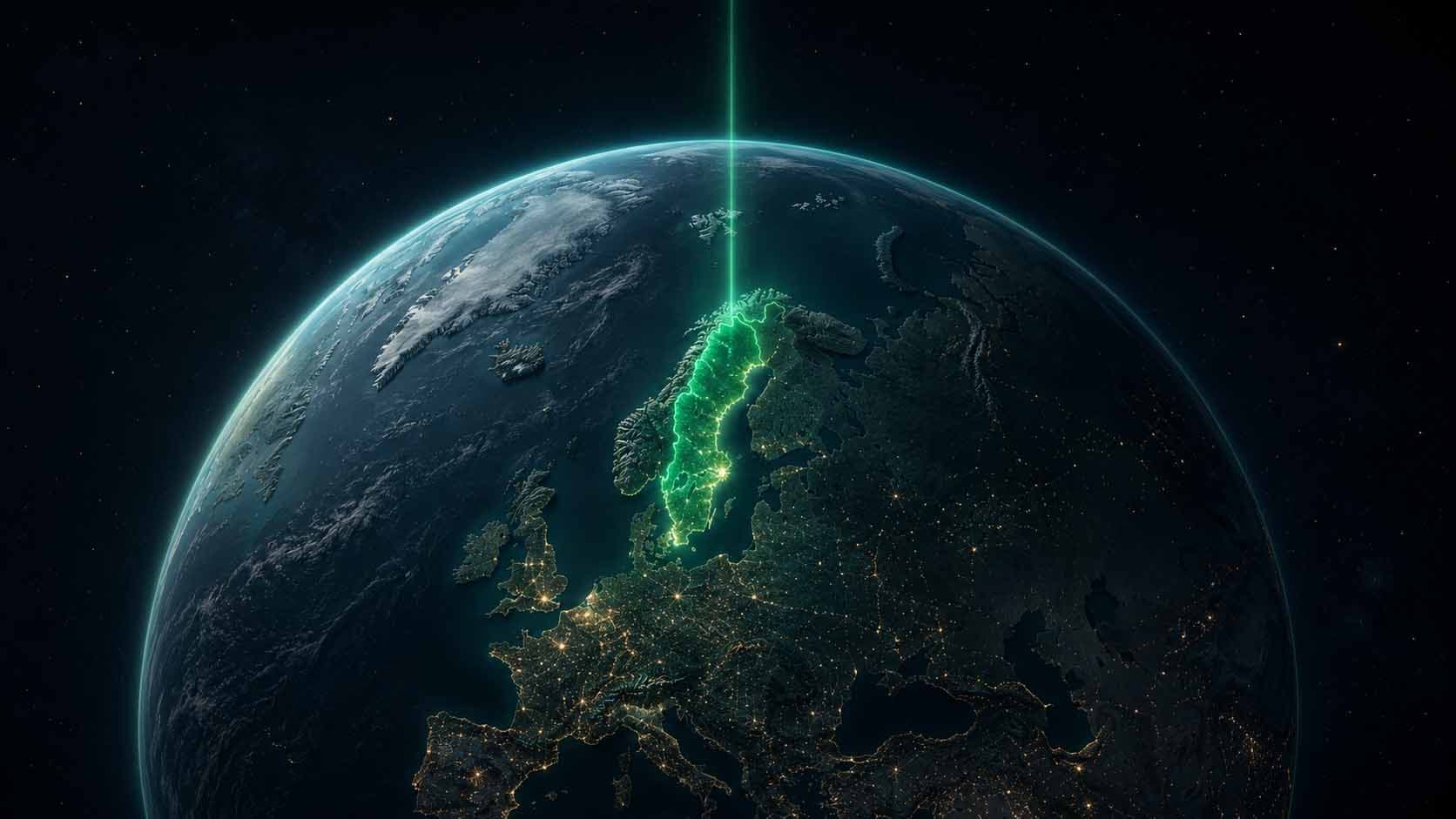 Earth view highlighting Sweden