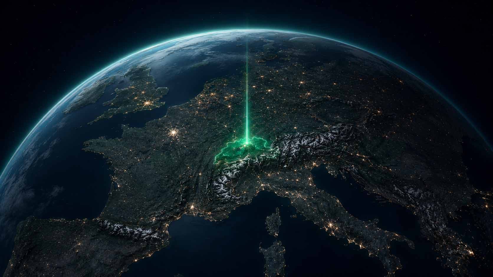 Earth view highlighting Switzerland